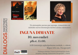 Daugavpilī viesosies rakstniece, filoloģe, angļu valodas un literatūras speciāliste Inguna Dimante